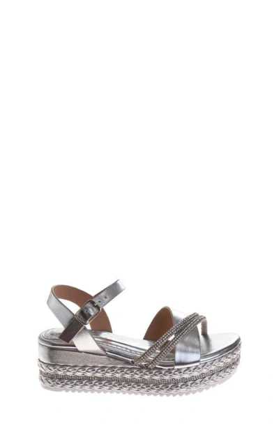 Badgley Mischka Collection Kids' Rhinestone Platform Sandal In Silver