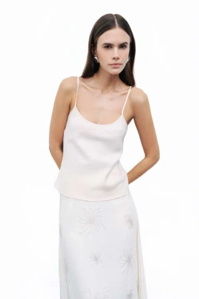 Nocturne Beaded Embroidered Midi Skirt In White