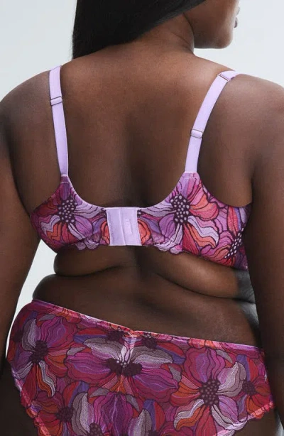 Savage X Fenty Mosaic Floral Lace Unlined Demi Bra In Pink