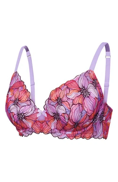 Savage X Fenty Mosaic Floral Lace Unlined Demi Bra In Pink