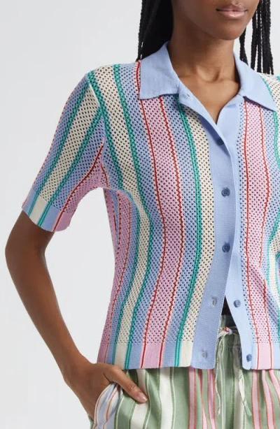 Stine Goya Stripe Open Stitch Button-up Shirt In Multi