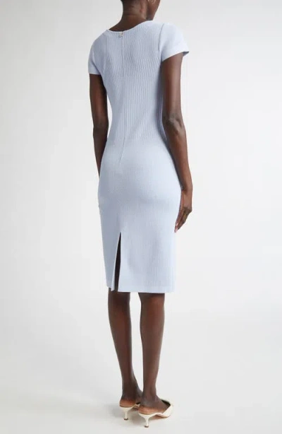 St John St. John Collection Mixed Stitch Flatback Rib Sheath Dress In Blue