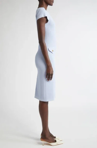 St John St. John Collection Mixed Stitch Flatback Rib Sheath Dress In Blue