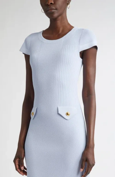 St John St. John Collection Mixed Stitch Flatback Rib Sheath Dress In Blue