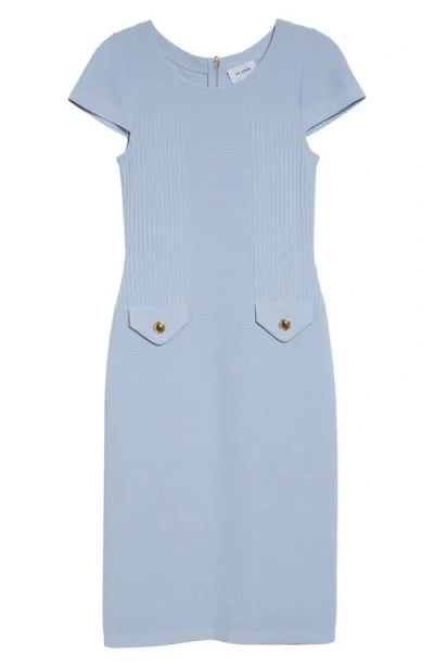 St John St. John Collection Mixed Stitch Flatback Rib Sheath Dress In Blue