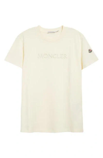 Moncler Crystal Logo Cotton T-shirt In Neutral