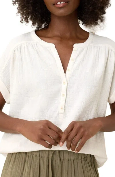 Pact Organic Cotton Coastal Double Gauze Short Sleeve Popover In Green