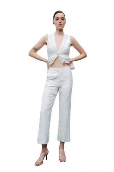 Nocturne Embroidered Bootcut Pants In White
