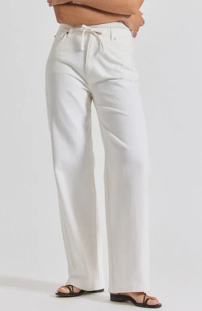 Derek Lam 10 Crosby Dunn Embroidery Stripe Cotton Drawstring Pants In White