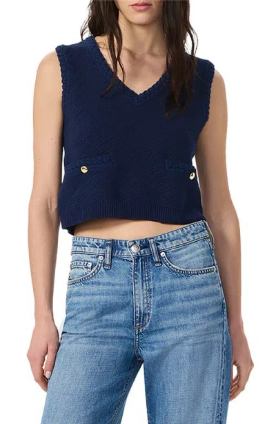Rag & Bone Claire Cotton Blend Crop Sweater Vest In Blue