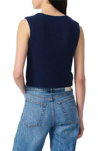 Rag & Bone Claire Cotton Blend Crop Sweater Vest In Blue