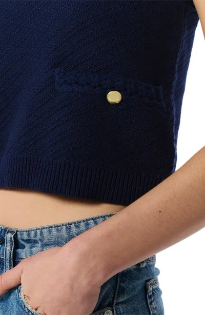 Rag & Bone Claire Cotton Blend Crop Sweater Vest In Blue