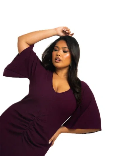 Fashion-szn Curve Plus Size Flutter Sleeve Midi Dress
