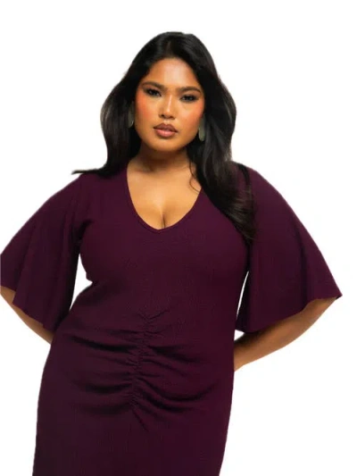 Fashion-szn Curve Plus Size Flutter Sleeve Midi Dress