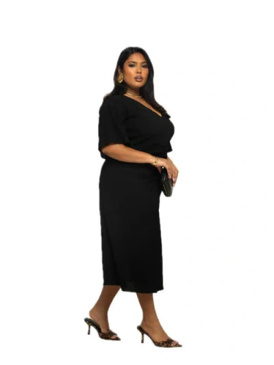 Fashion-szn Curve Plus Size Flutter Sleeve Midi Dress
