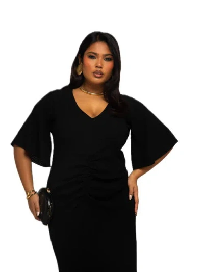 Fashion-szn Curve Plus Size Flutter Sleeve Midi Dress