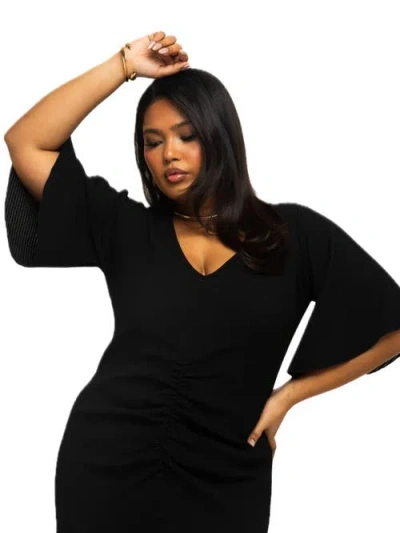 Fashion-szn Curve Plus Size Flutter Sleeve Midi Dress