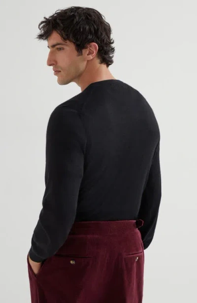 Brunello Cucinelli Virgin Wool Crewneck Sweater With Long Sleeves In Black