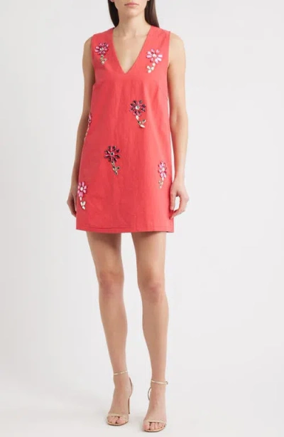 Sister Jane Field Crystal Cotton Minidress In Red
