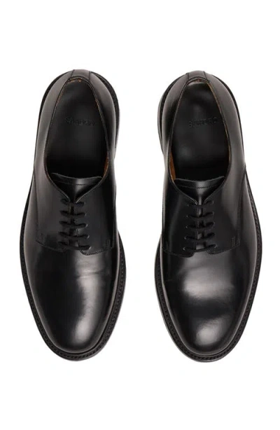 Sandro Glazed Leather Derbies In Black