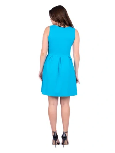 24seven Comfort Apparel Women's Sleeveless Knee Pleated Pocket Dress In Blue