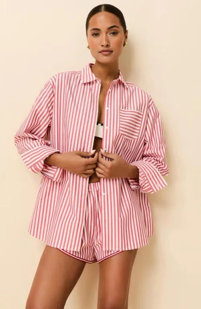 Solid & Striped The Avril Linen Blend Button-up Shirt In Pink