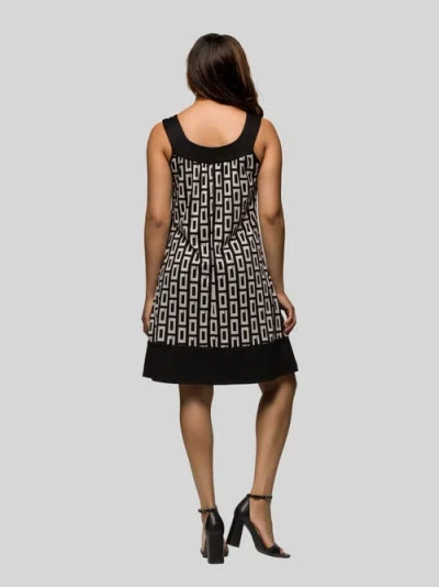 24seven Comfort Apparel Black And White Scoop Neck Sleeveless Knee Length Dress In Black