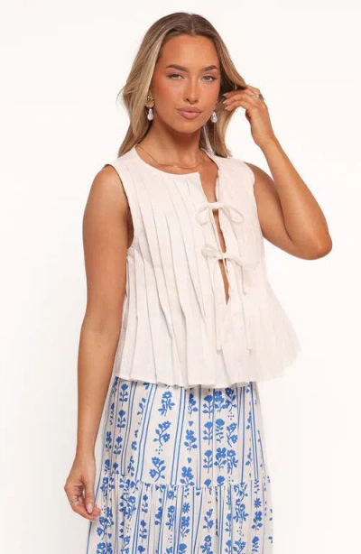 Petal And Pup Petal & Pup Delia Tie Front Pleat Tank In White