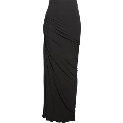 Alaïa Soft Jersey Draped Maxi Skirt In Black