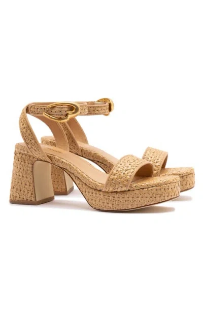 Larroude Larroudé Dolly Verona Low Sandal In Natural Raffia And Beige Leather