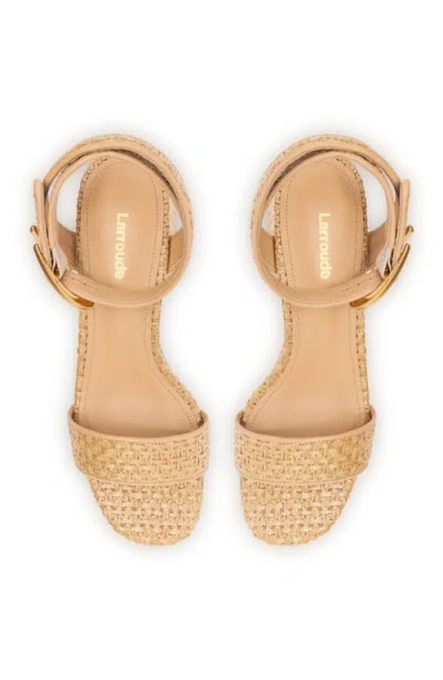 Larroude Larroudé Dolly Verona Low Sandal In Natural Raffia And Beige Leather