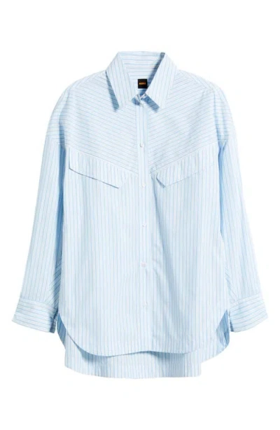 Hugo Boss Boss Orange Bostaffa Relaxed Fit Cotton Button-up Shirt In Blue
