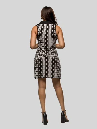 24seven Comfort Apparel Black And White Sleeveless Collared Mini Dress In Black