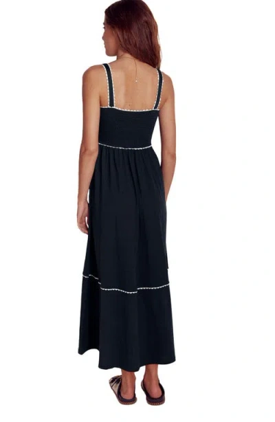 Boden Smocked Bodice Cotton Blend Maxi Sundress In Black
