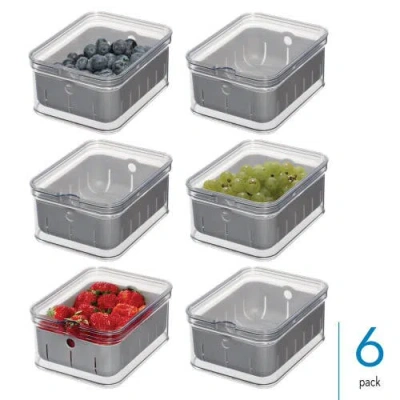 Idesign Small Fridge Berry Bin With Removable Colander Basket And Lid In Gray