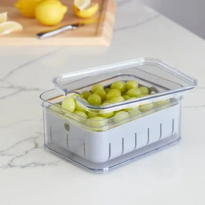 Idesign Small Fridge Berry Bin With Removable Colander Basket And Lid In Gray