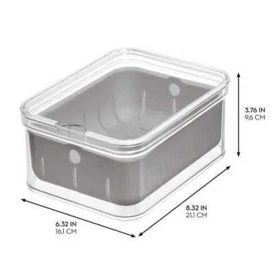 Idesign Small Fridge Berry Bin With Removable Colander Basket And Lid In Gray