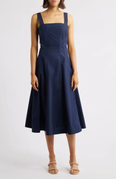 Frnch Alfreda Fit & Flare Midi Dress In Blue