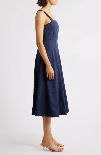 Frnch Alfreda Fit & Flare Midi Dress In Blue