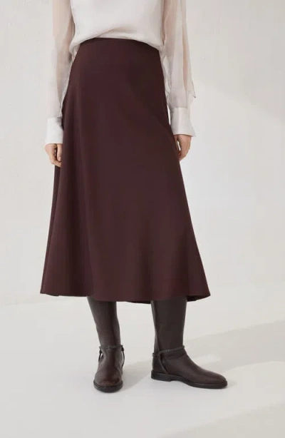 Brunello Cucinelli Flowing Brown Maxi Skirt With Minimalist Design In Brown