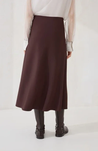 Brunello Cucinelli Flowing Brown Maxi Skirt With Minimalist Design In Brown