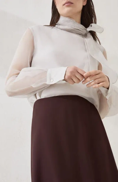 Brunello Cucinelli Flowing Brown Maxi Skirt With Minimalist Design In Brown