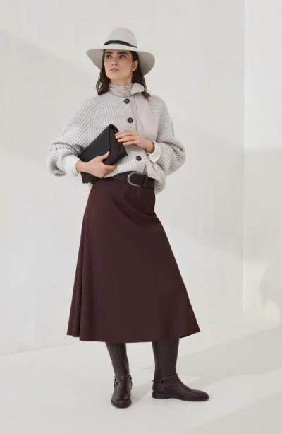Brunello Cucinelli Flowing Brown Maxi Skirt With Minimalist Design In Brown