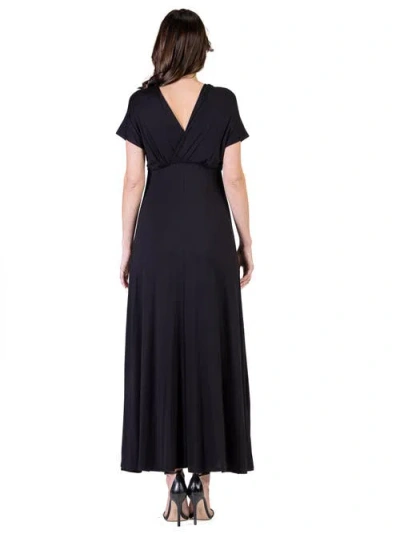 24seven Comfort Apparel V-neck Sleeveless Maxi Dress With Belt In Black