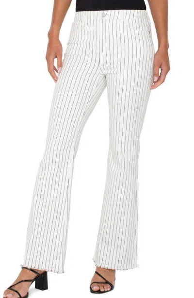 Liverpool Los Angeles Hannah Pinstripe Frayed Flare Jeans In White