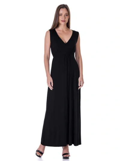 24seven Comfort Apparel Plus Size Sleeveless Empire Waist Maxi Dress