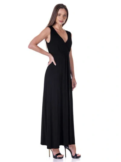 24seven Comfort Apparel Plus Size Sleeveless Empire Waist Maxi Dress