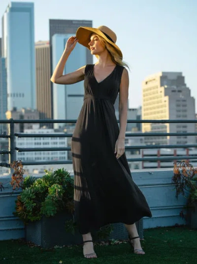 24seven Comfort Apparel Plus Size Sleeveless Empire Waist Maxi Dress