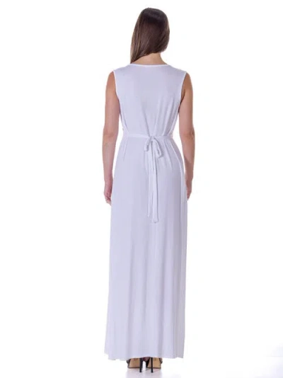 24seven Comfort Apparel V-neck Sleeveless Maxi Dress With Belt In White