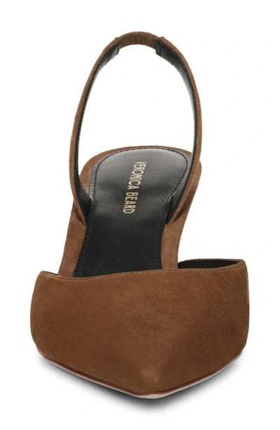 Veronica Beard Caroline Slingback Pointed Toe Kitten Heel Pump In Brown